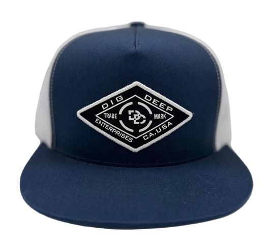 DIAMOND CUT SNAPBACK-NAVY BLUE & WHITE