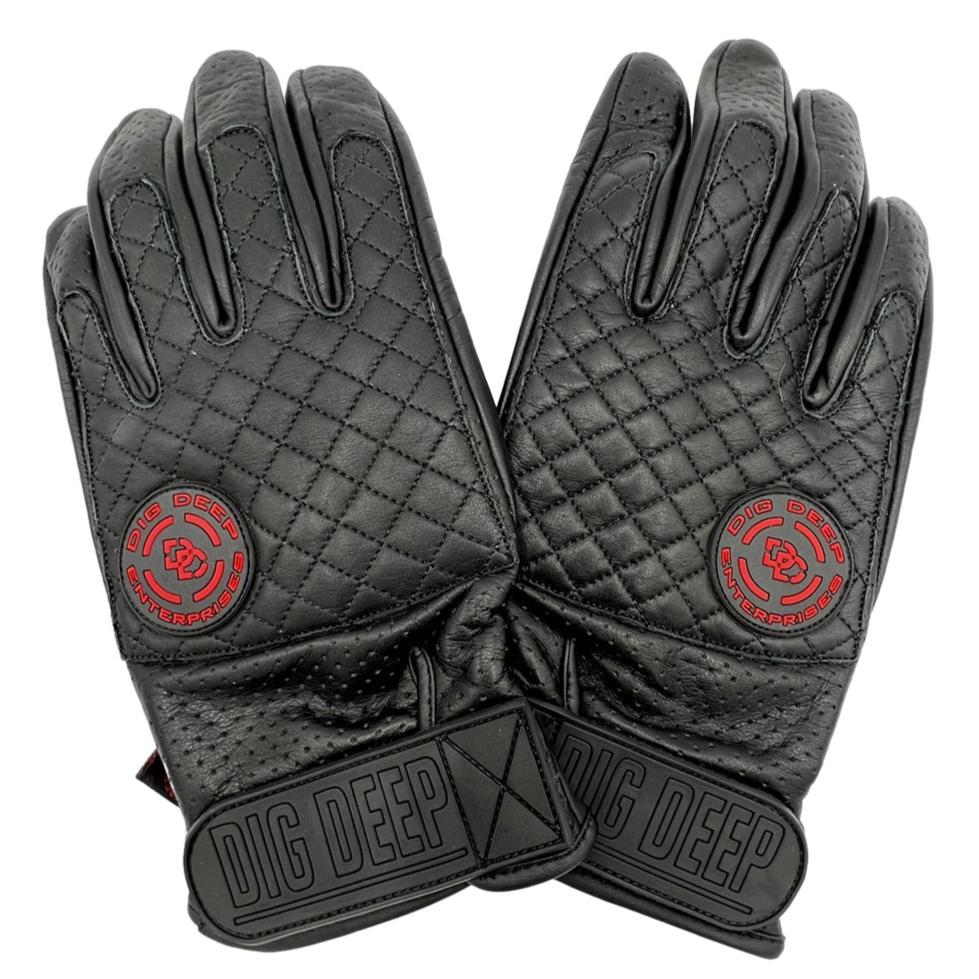 V-2 LEATHER GLOVES-BLACK