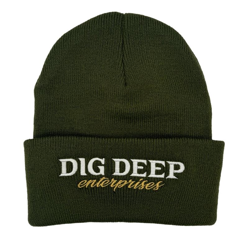 BEANIE - OLIVE WITH GOLD