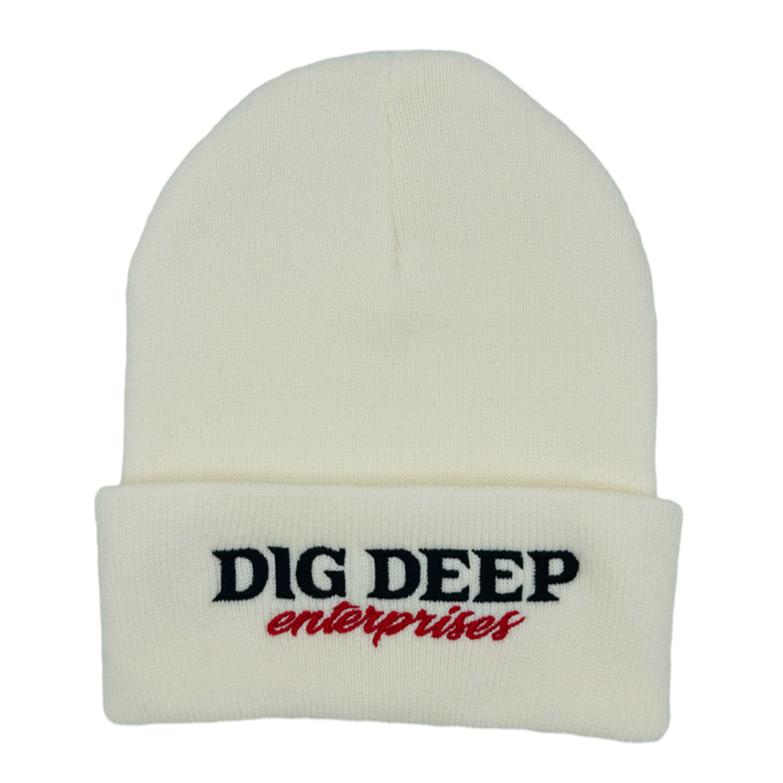 BEANIE - WHITE WITH RED