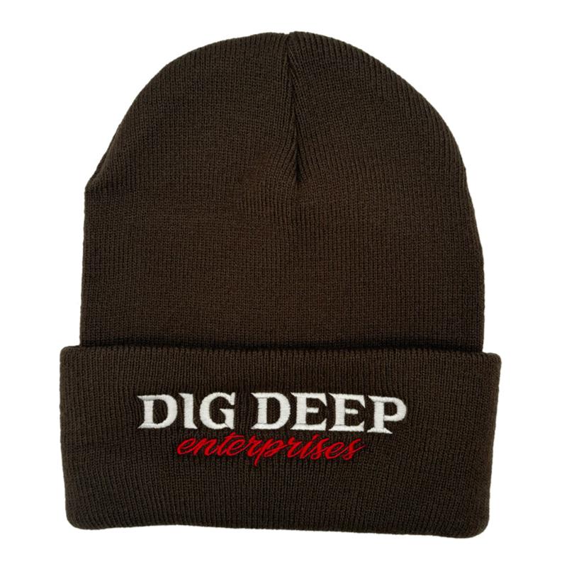 BEANIE - BROWN WITH RED