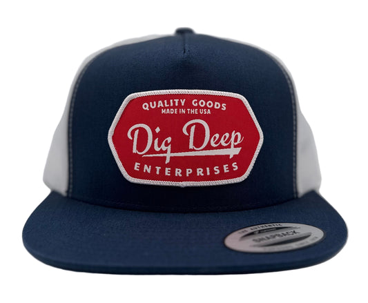 MESH SNAPBACK-NAVY BLUE & WHITE