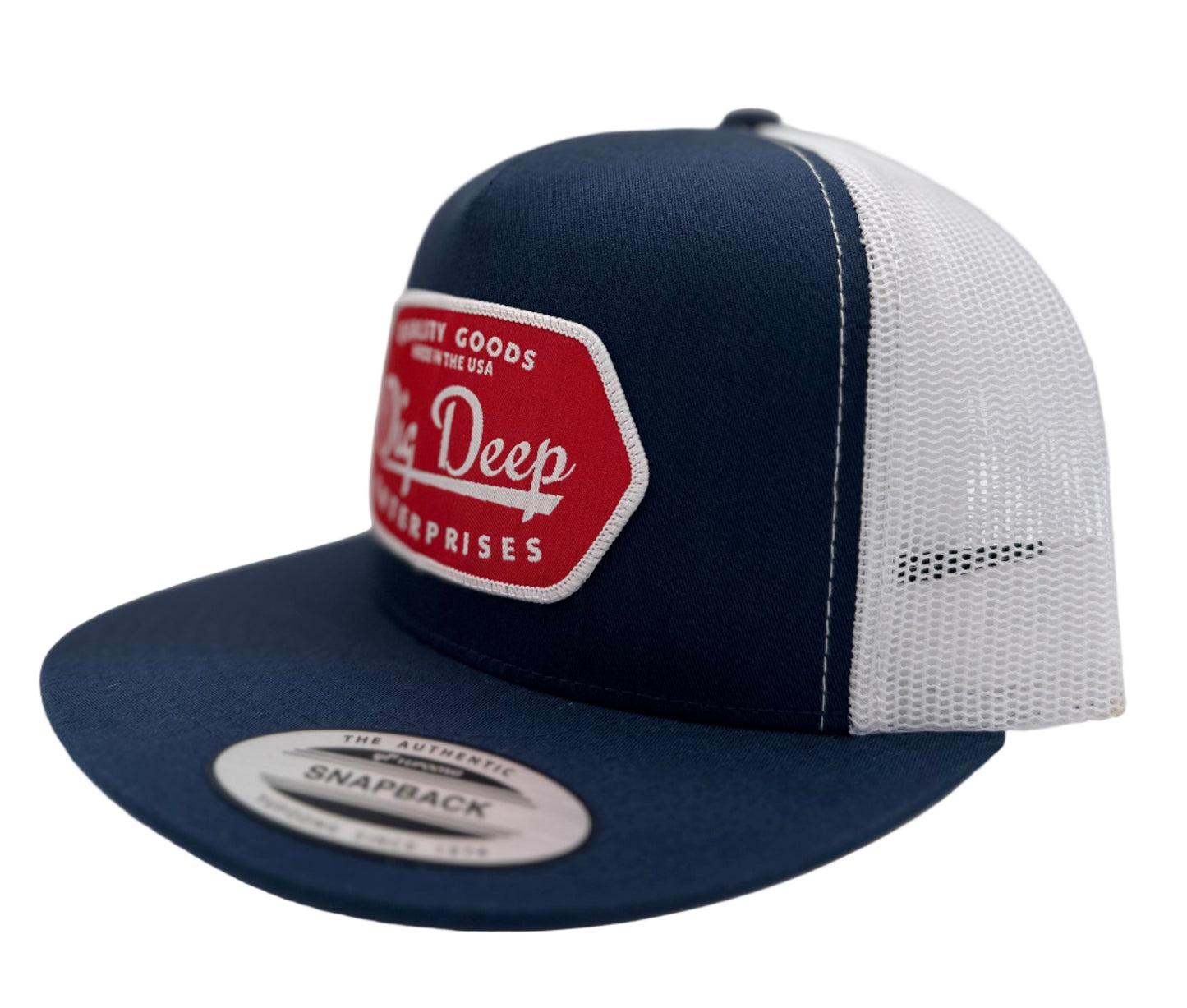 MESH SNAPBACK-NAVY BLUE & WHITE