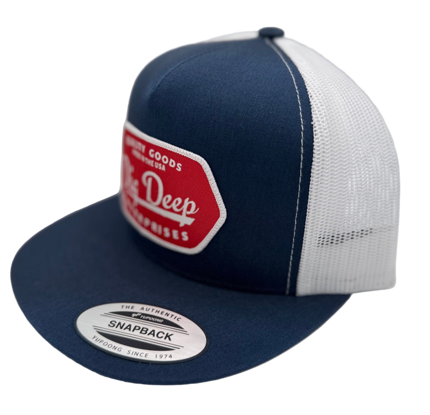 MESH SNAPBACK-NAVY BLUE & WHITE