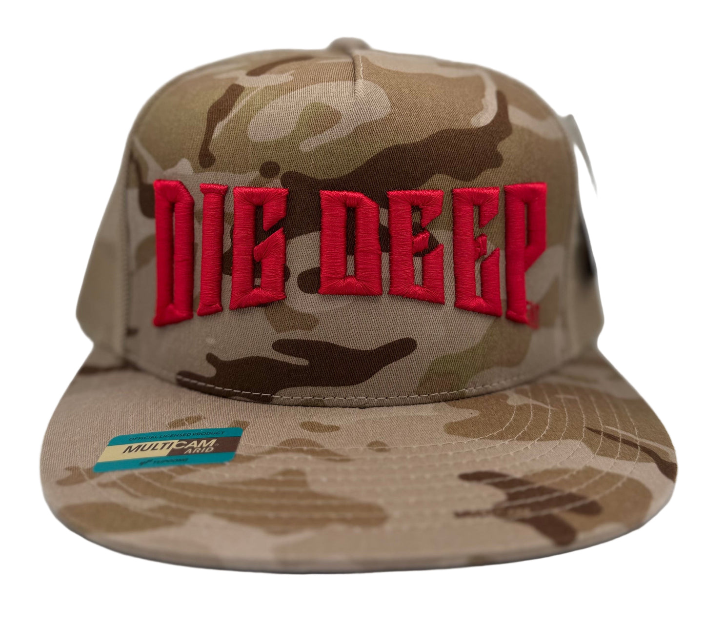 SNAPBACK-TAN CAMO WITH RED