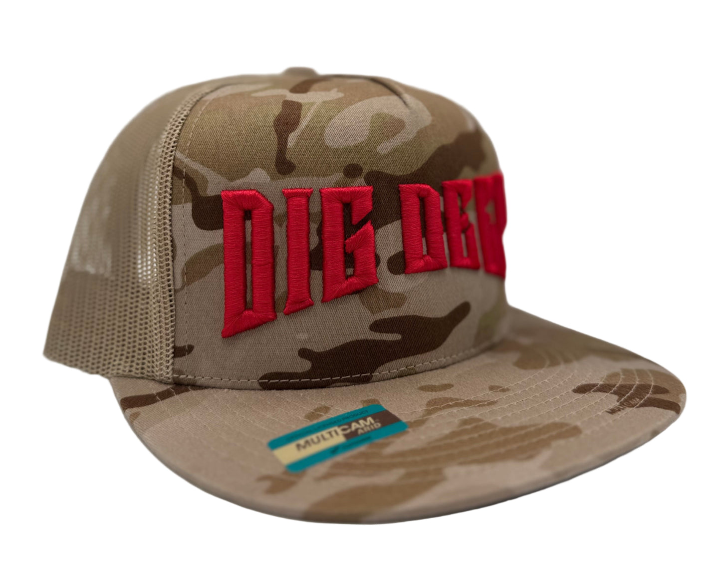 SNAPBACK-TAN CAMO WITH RED